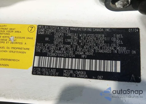 2004 Lexus Rx 330 from USA, damaged, VIN 2T2HA31U44C011254